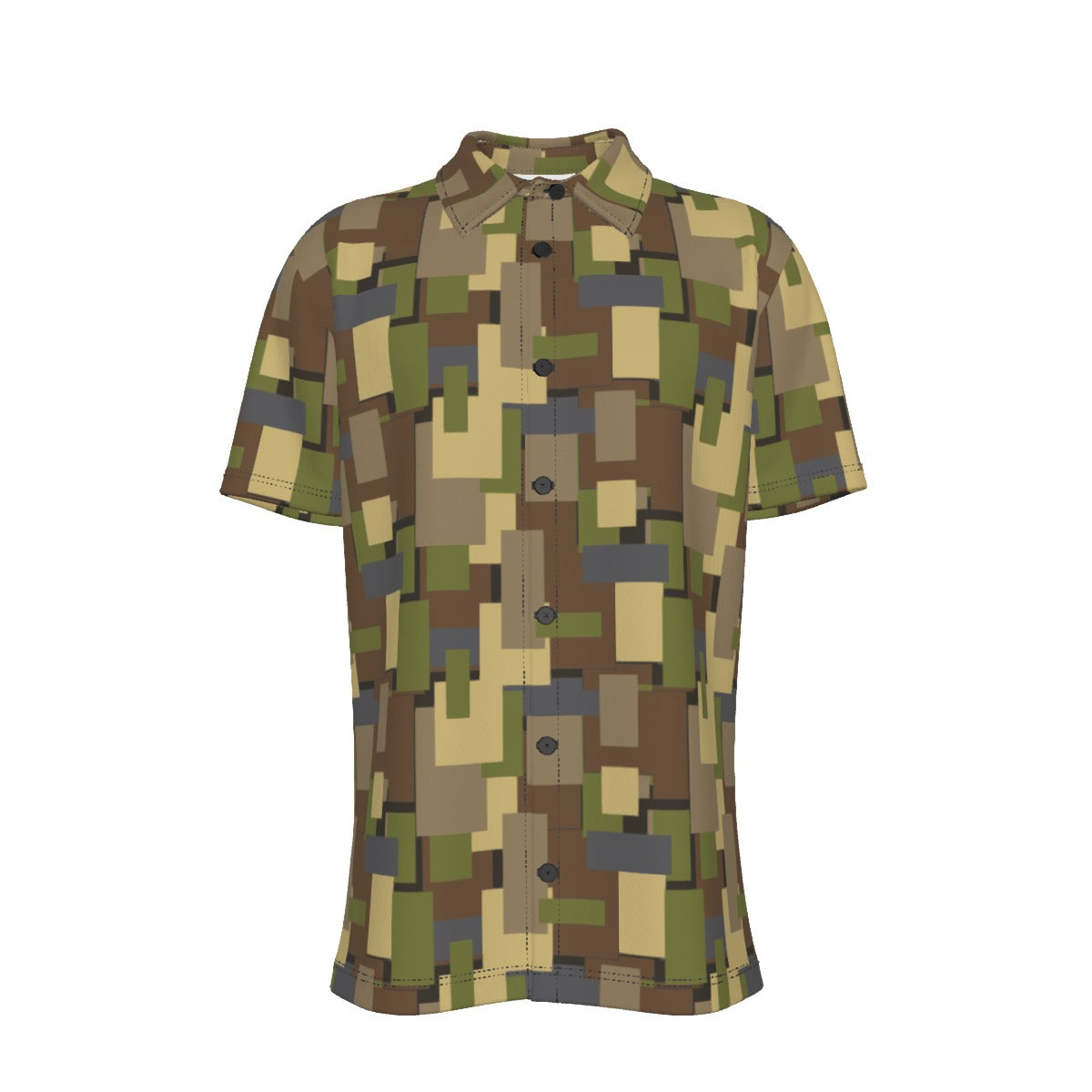 Men's Button Down Short Sleeve Shirt / Urban Camo Design