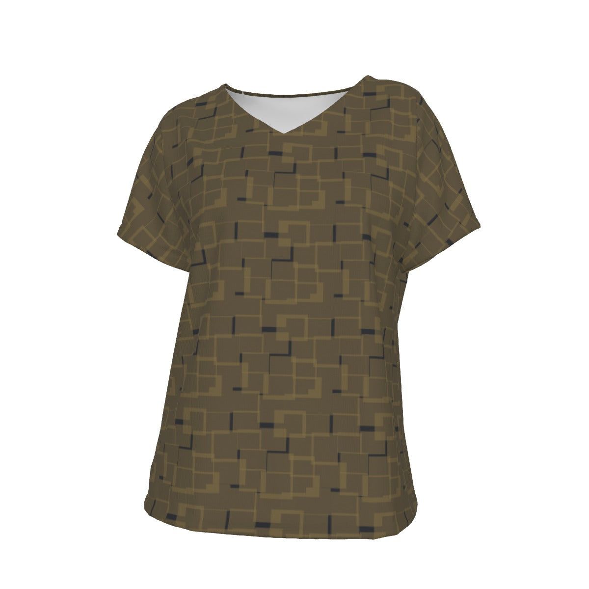 Women's V-Neck Short Sleeve T-shirt / Brown Burr