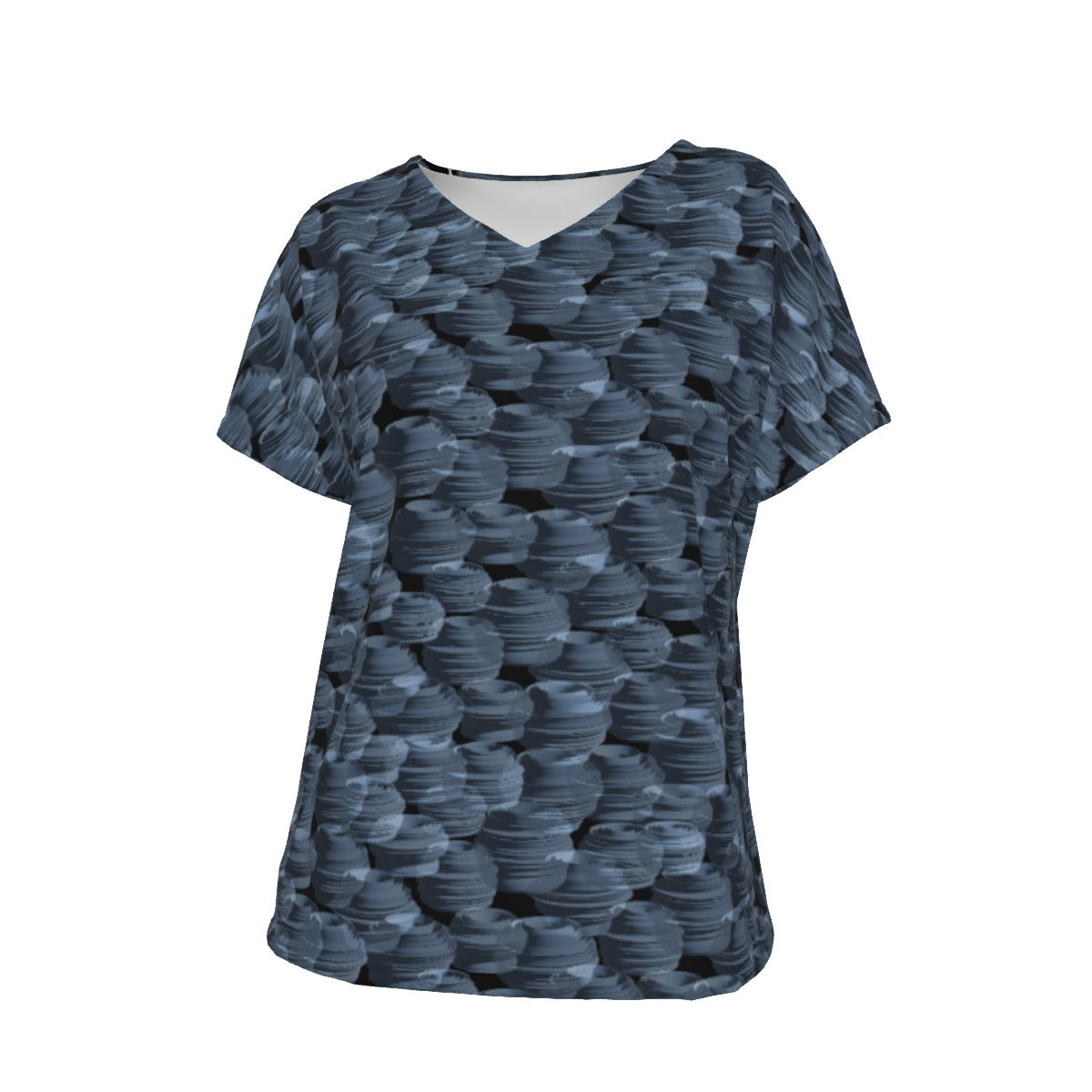 Loose fit V-neck Short Sleeve T-shirt / Pottery Art Design