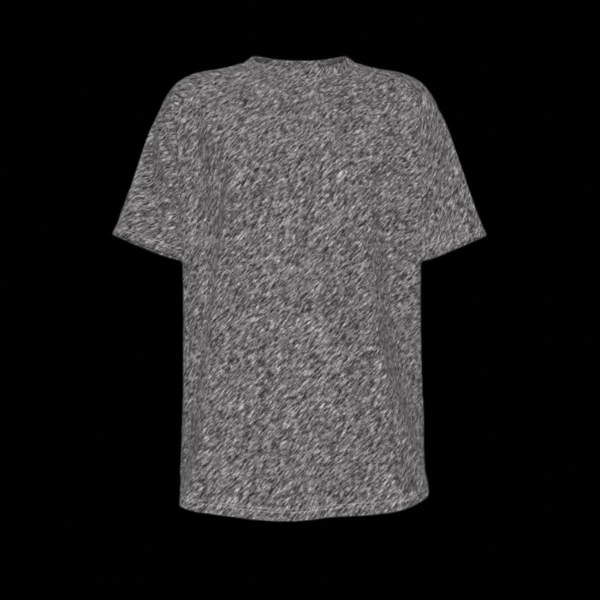 Front of gray t-shirt on a black background
