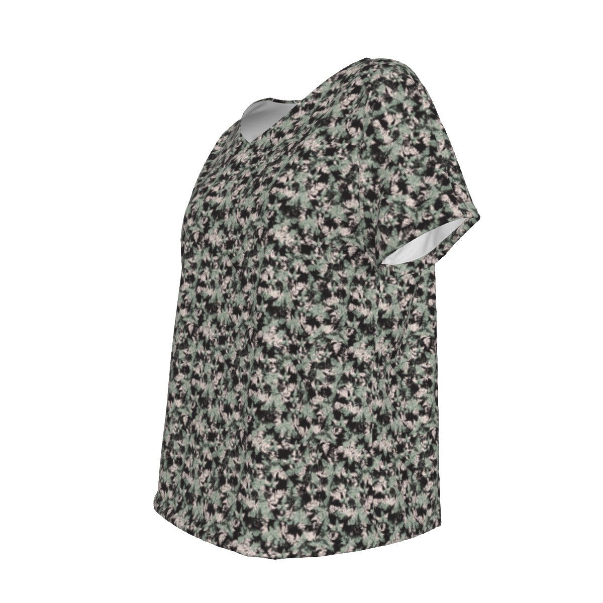 Women's V-Neck Short Sleeve T-shirt / Delicate Wild Sage Design