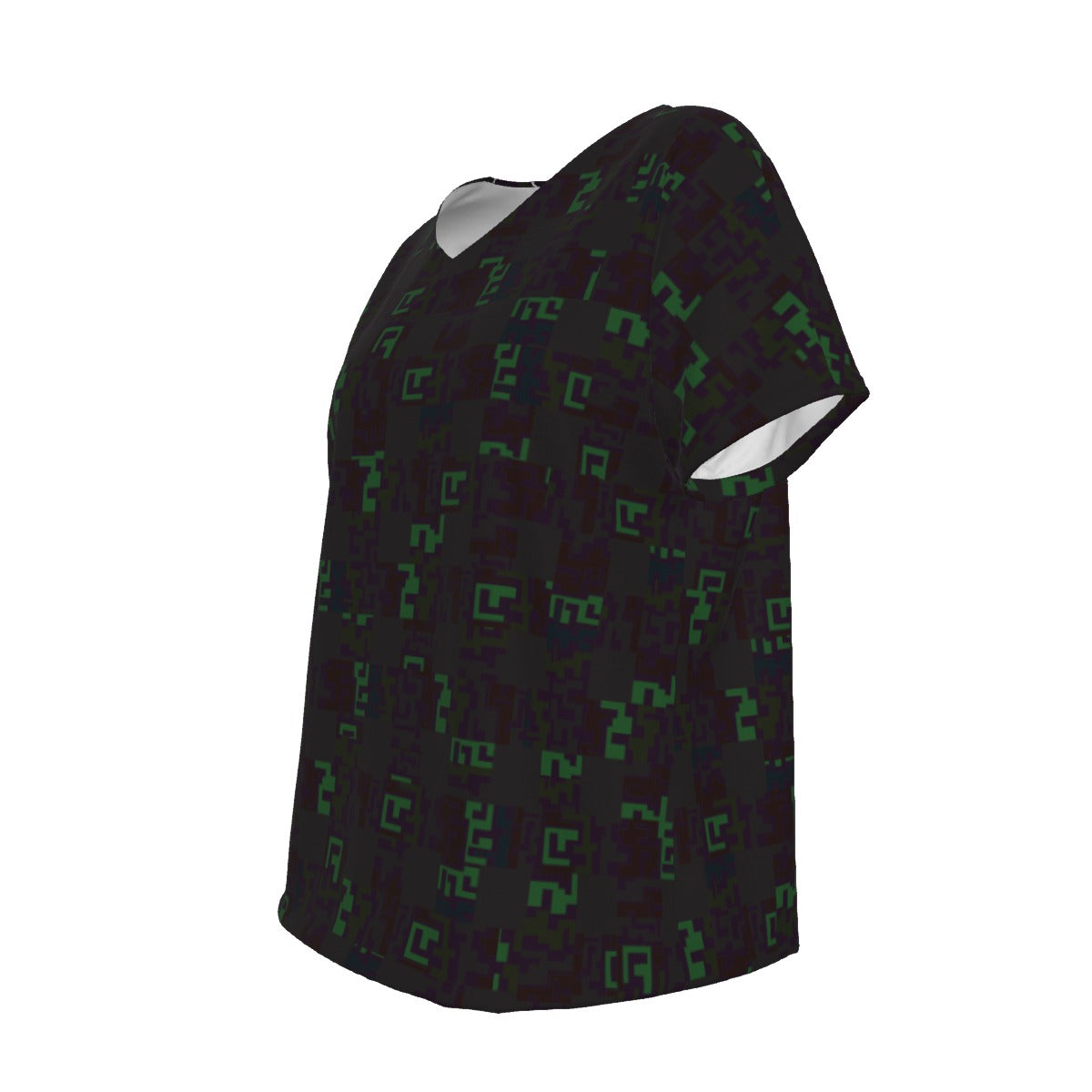 Women's V-Neck Short Sleeve T-shirt / Color Weave Dark Design