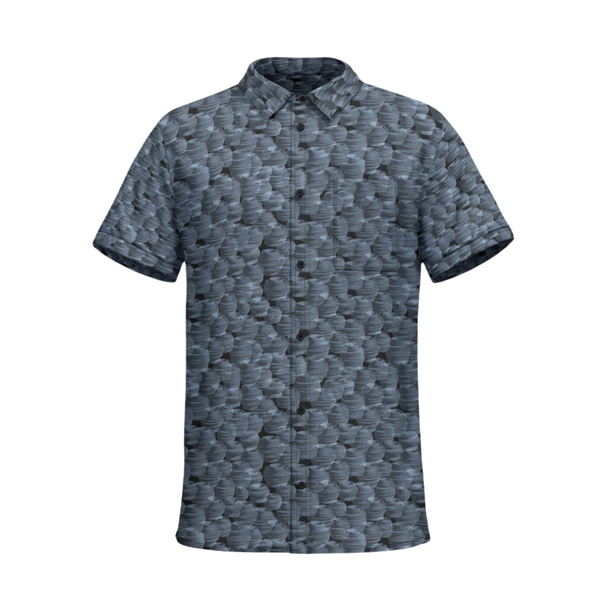 Men's Business Short Sleeve Collared Shirt With Pocket / Pottery Art Design