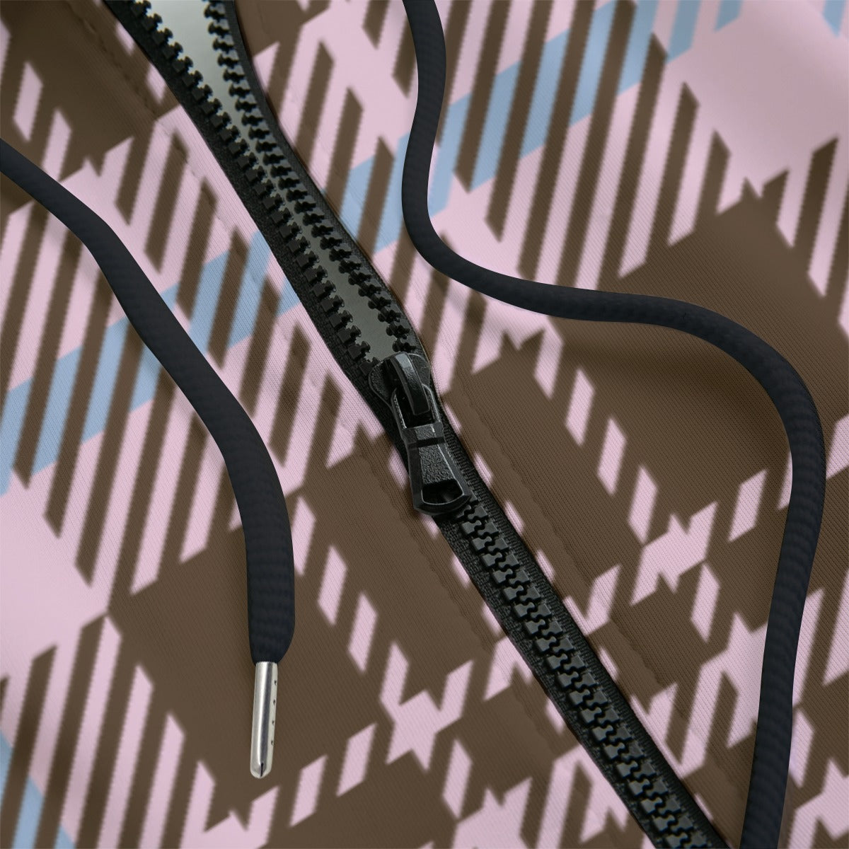 Detail of plaid patterned hoodie