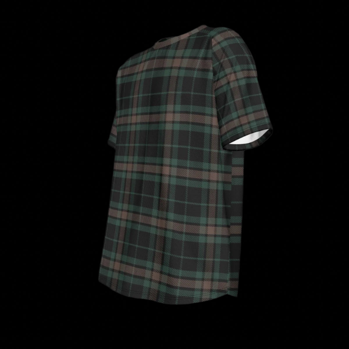 Lift side of plaid shirt with brown and beige pattern on a black background