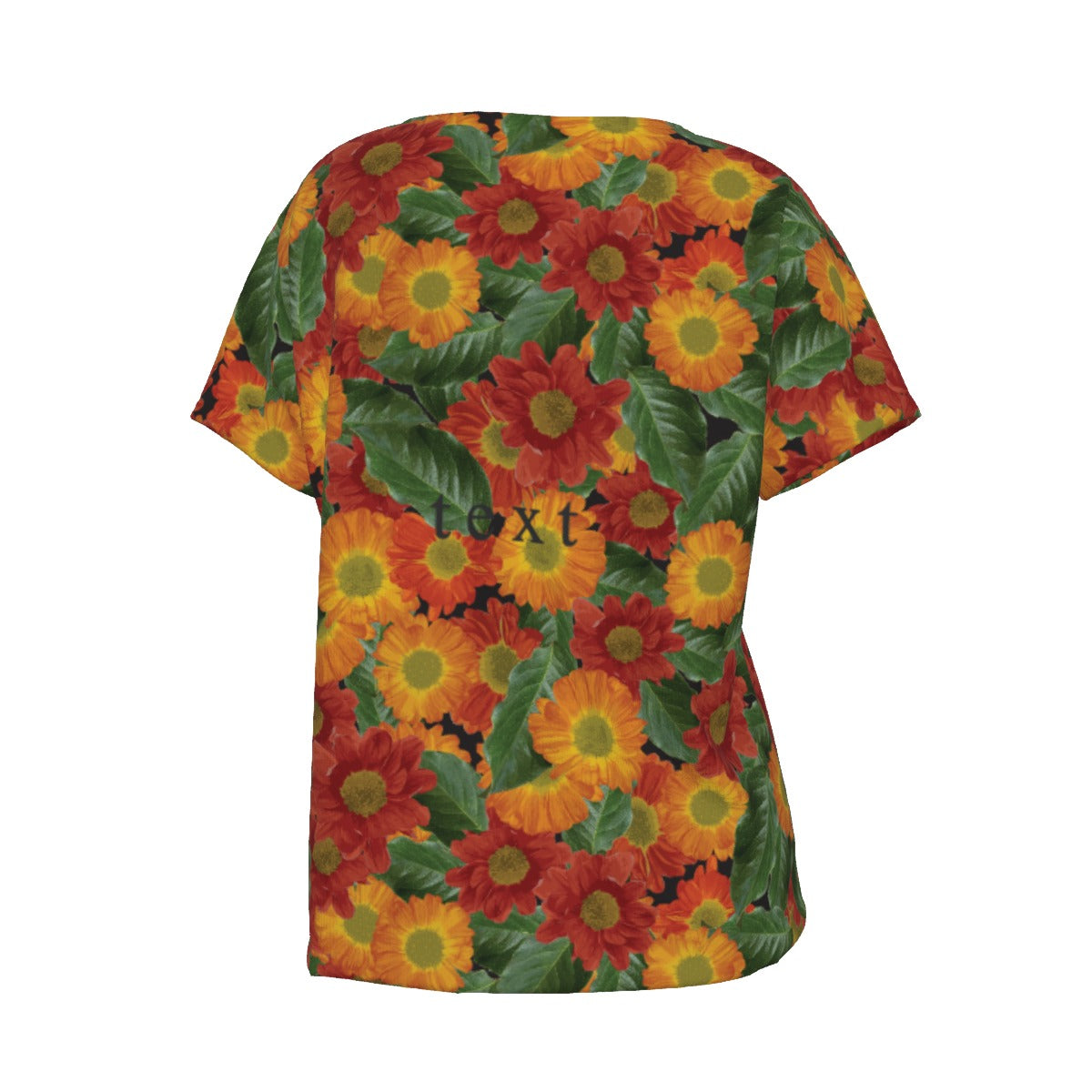 Women's V-Neck Short Sleeve T-shirt / Happiness Design
