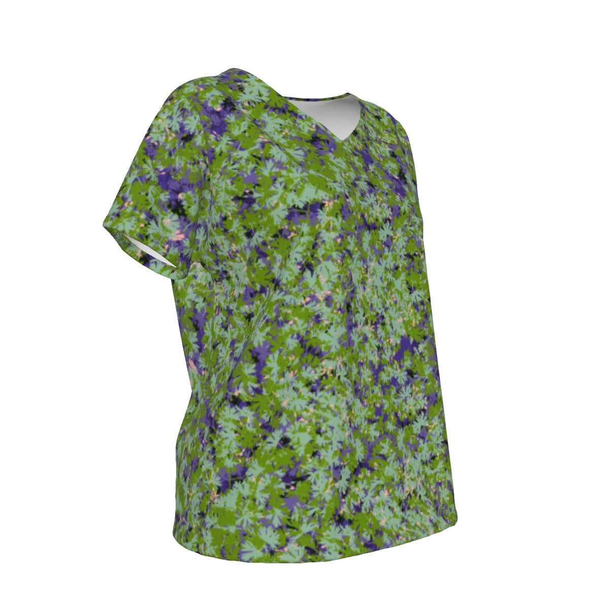 Women's V-Neck Short Sleeve T-shirt / Light Femanin Camo Design