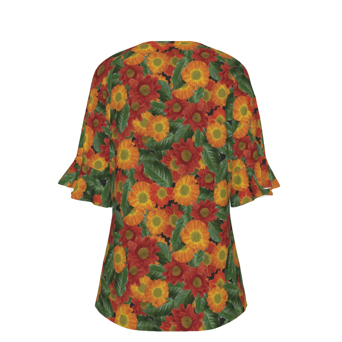 Women’s V-neck T-Shirt with Bell Sleeve / Happiness Design