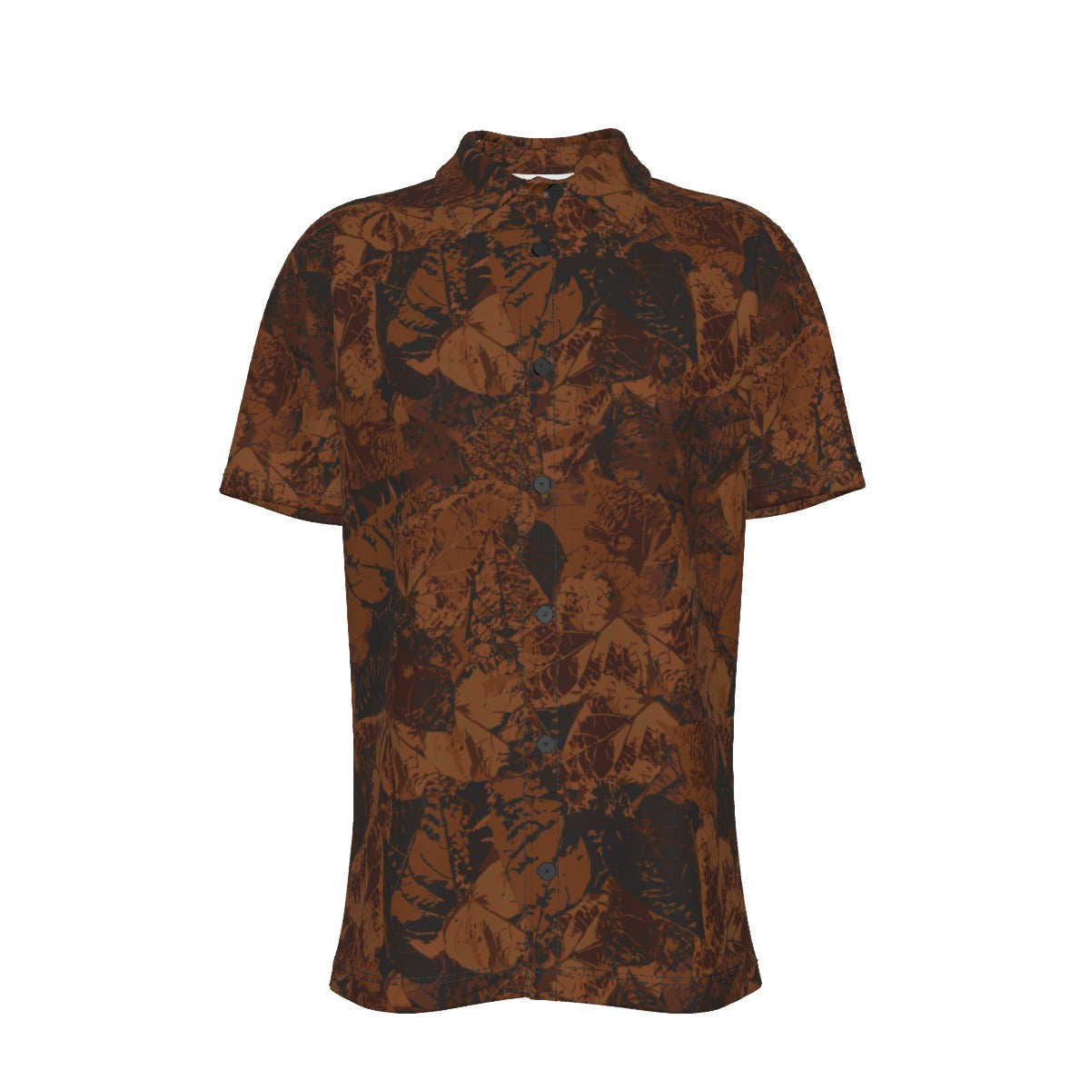 Men's Button Down Short Sleeve Shirt / Relaxed Dark Leaf