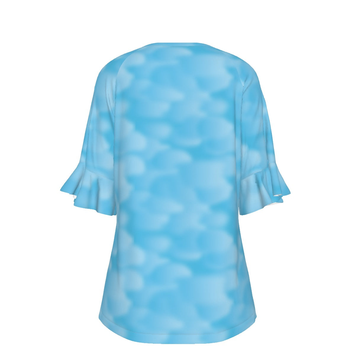 Women’s V-neck T-Shirt with Bell Sleeve / Clouds