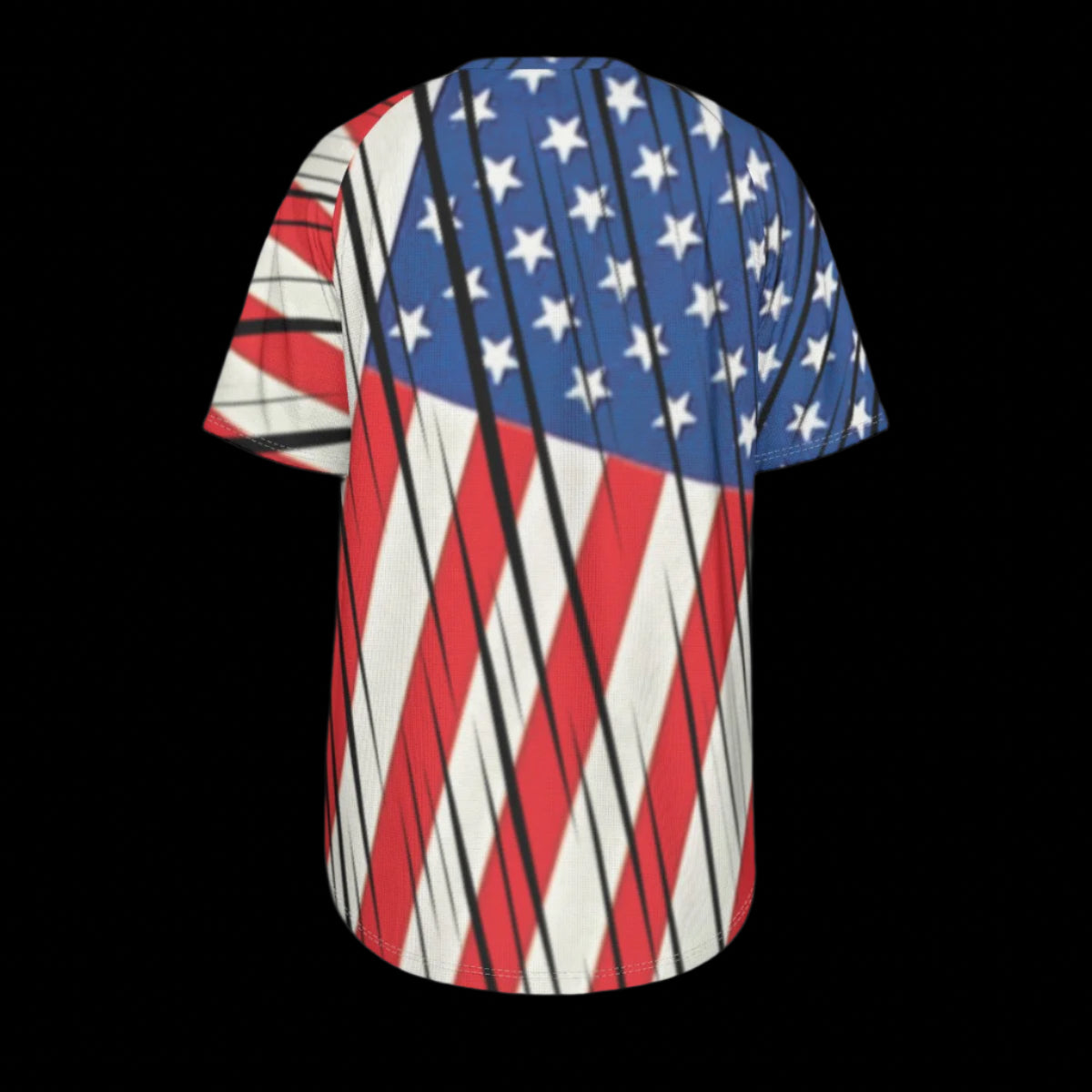 Back of the American flag-themed t-shirts on a black background