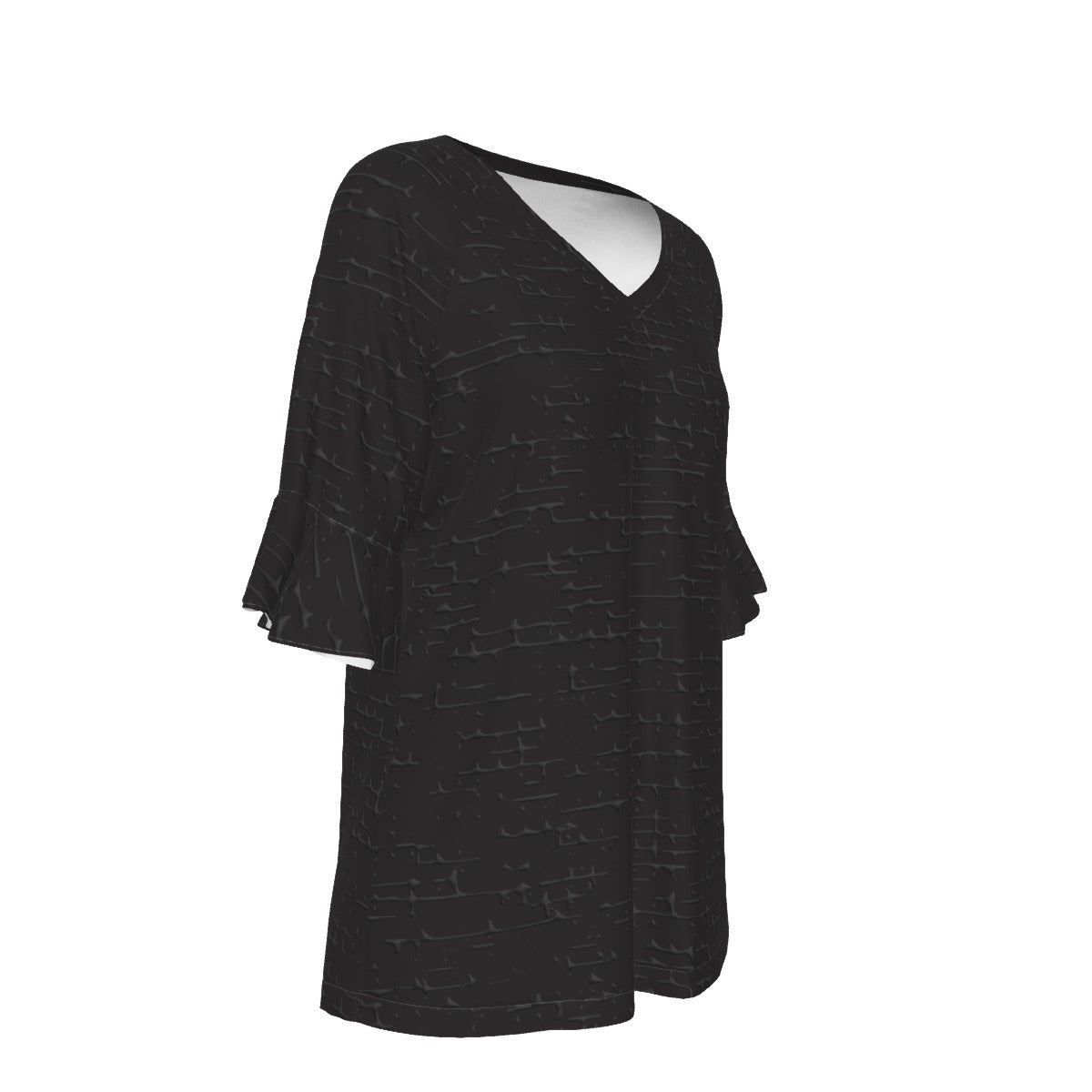 Women’s V-neck T-Shirt with Bell Sleeve / Dark Distract