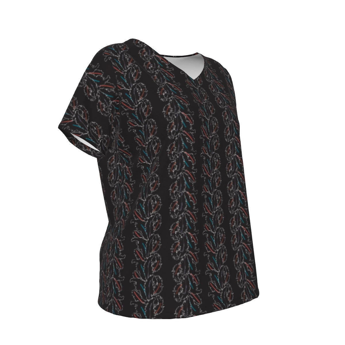 Women's V-Neck Short Sleeve T-shirt / Feather Glow Design
