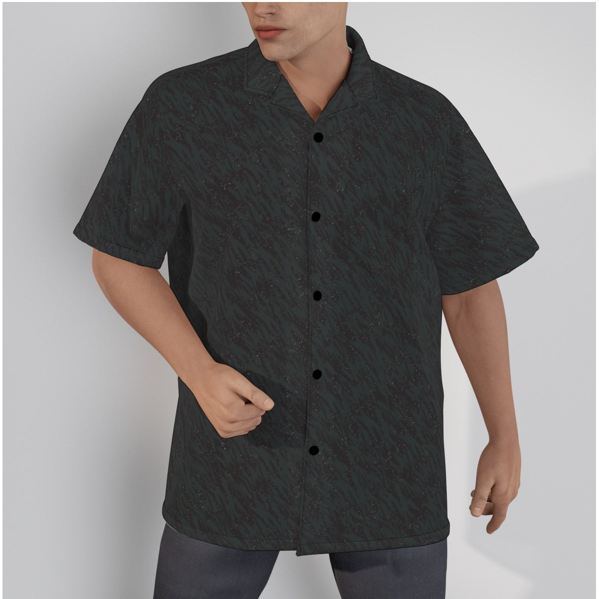 Men's Button Down Hawaiian Style Loose Fit Shirt Phantom Sky Print