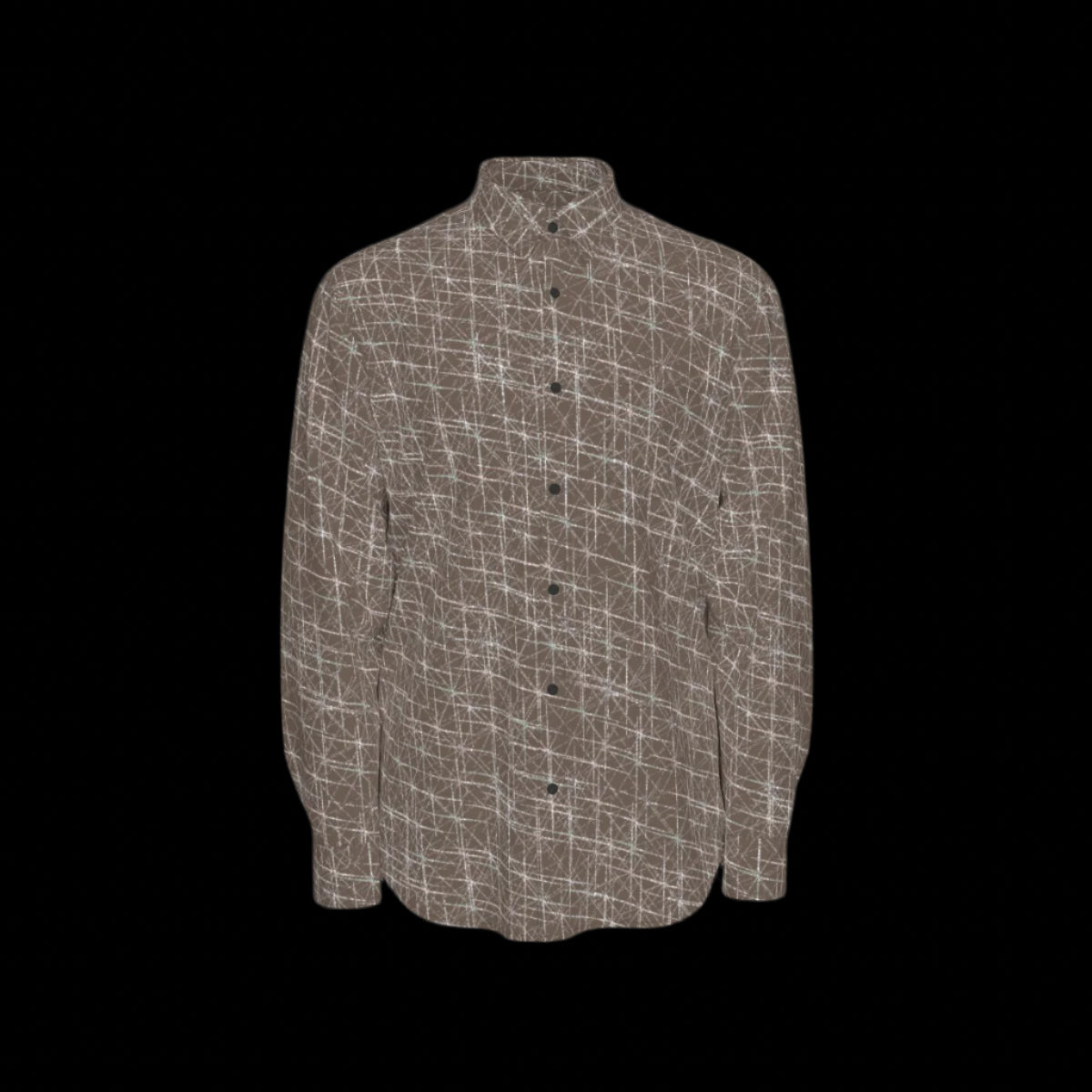 Front of a brown long sleeve shirt on a black background