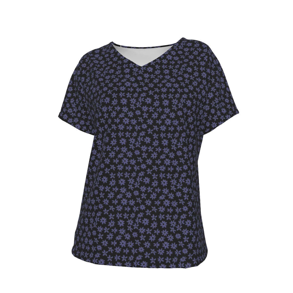 Women's V-Neck Short Sleeve T-shirt / Lilac Design