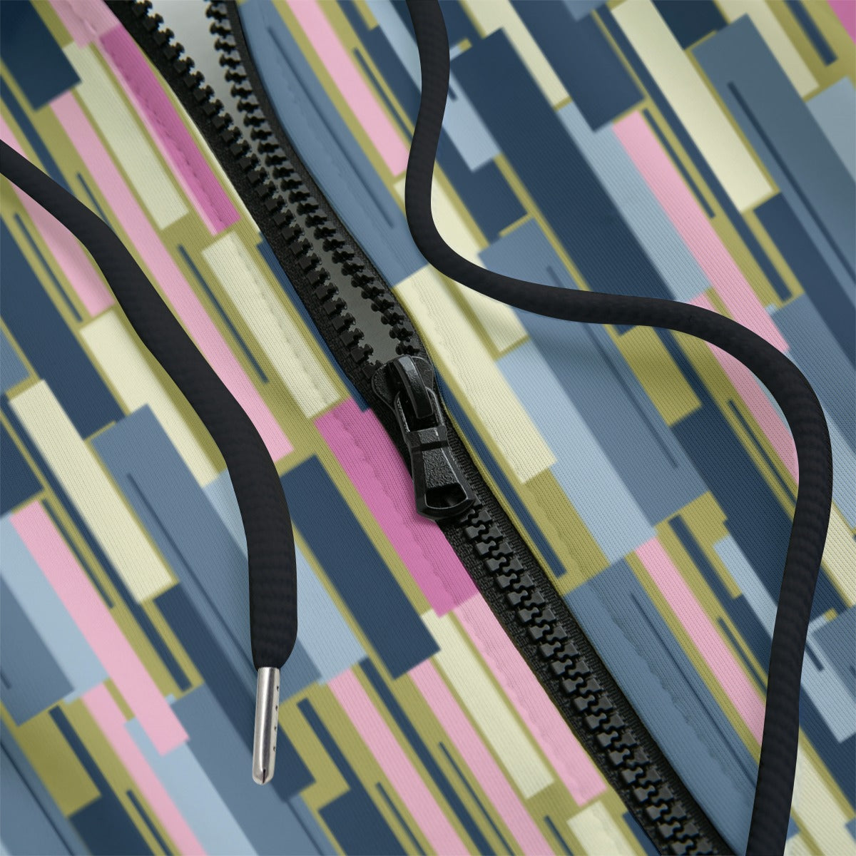 Front detail Colorful geometric patterned hoodie