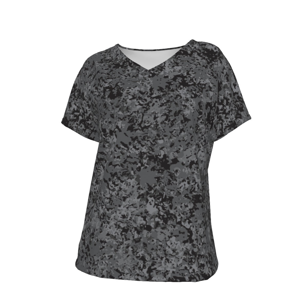 Women's V-Neck Short Sleeve T-shirt / Grey Rush