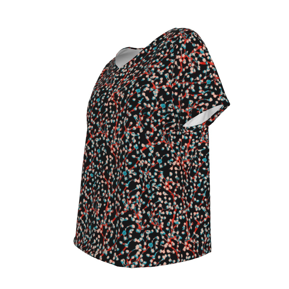 Women's V-Neck Short Sleeve T-shirt / Bright Floral Design