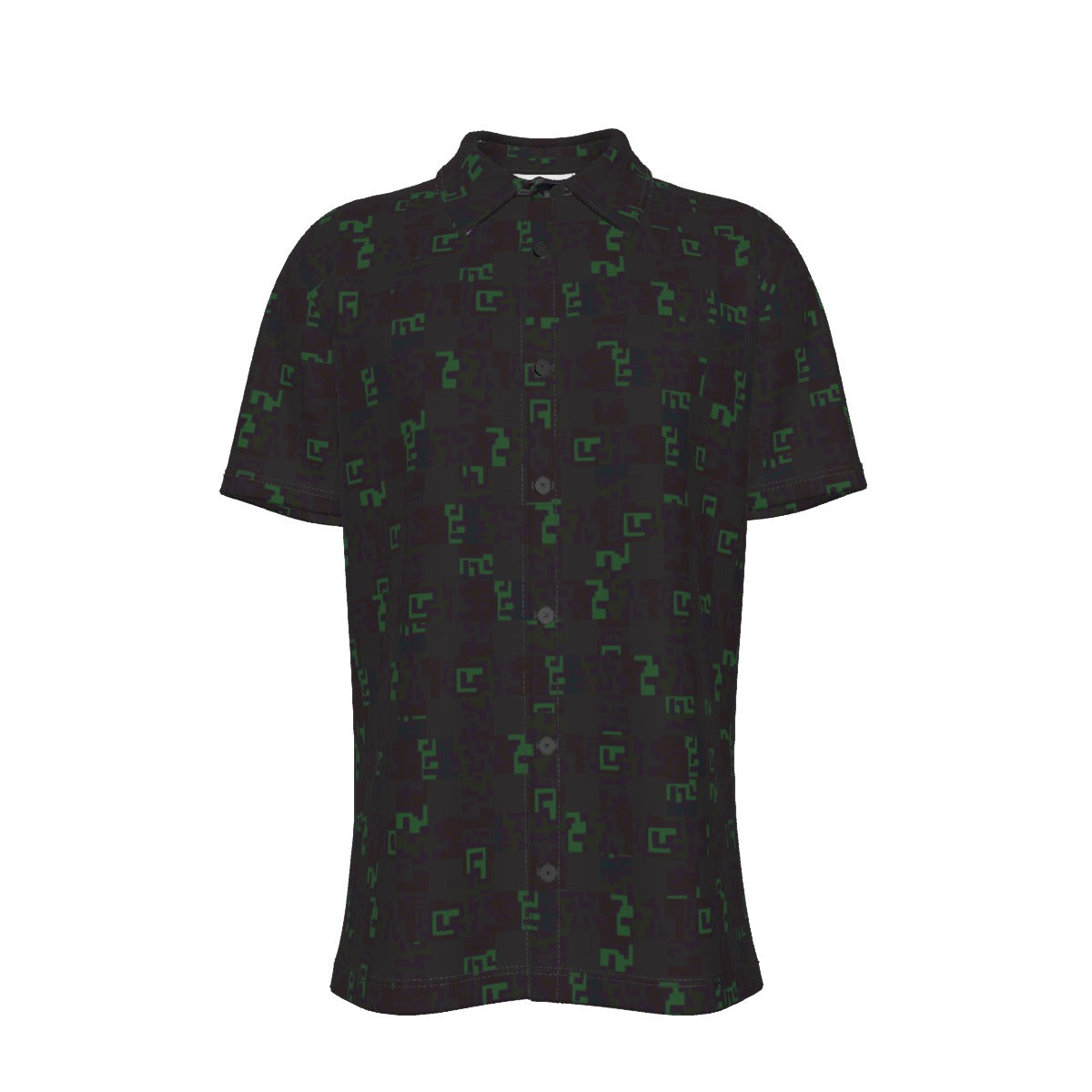 Men's Button Down Short Sleeve Shirt / Color Weave Dark Design