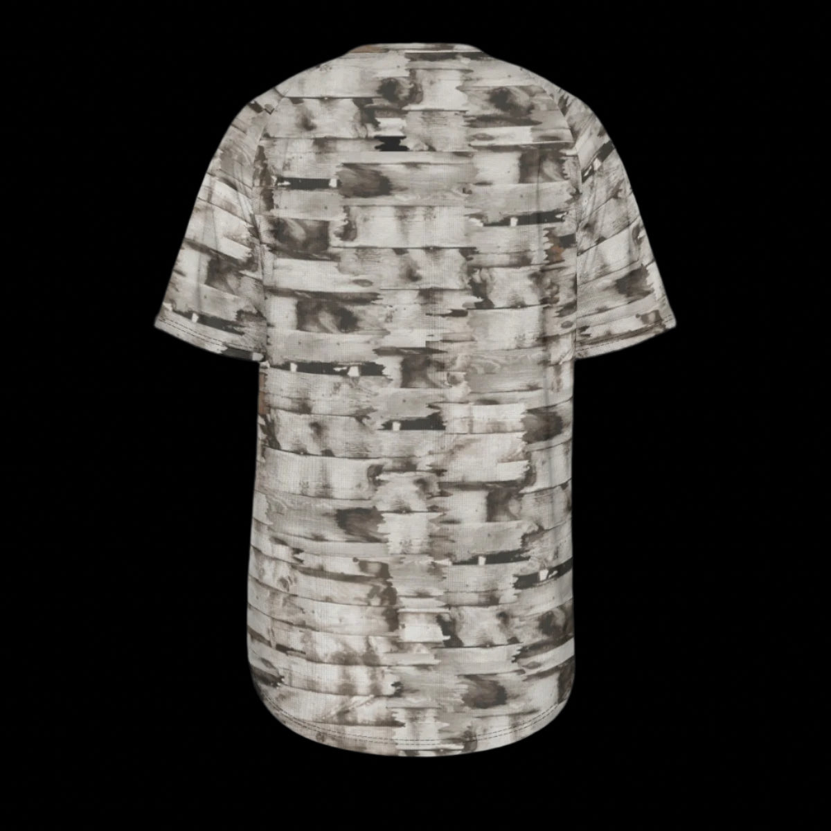 Back of T-shirt with abstract pattern on a black background