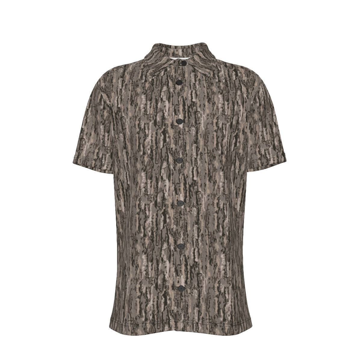 Men's Button Down Short Sleeve Shirt / Camo Tree Bark Design