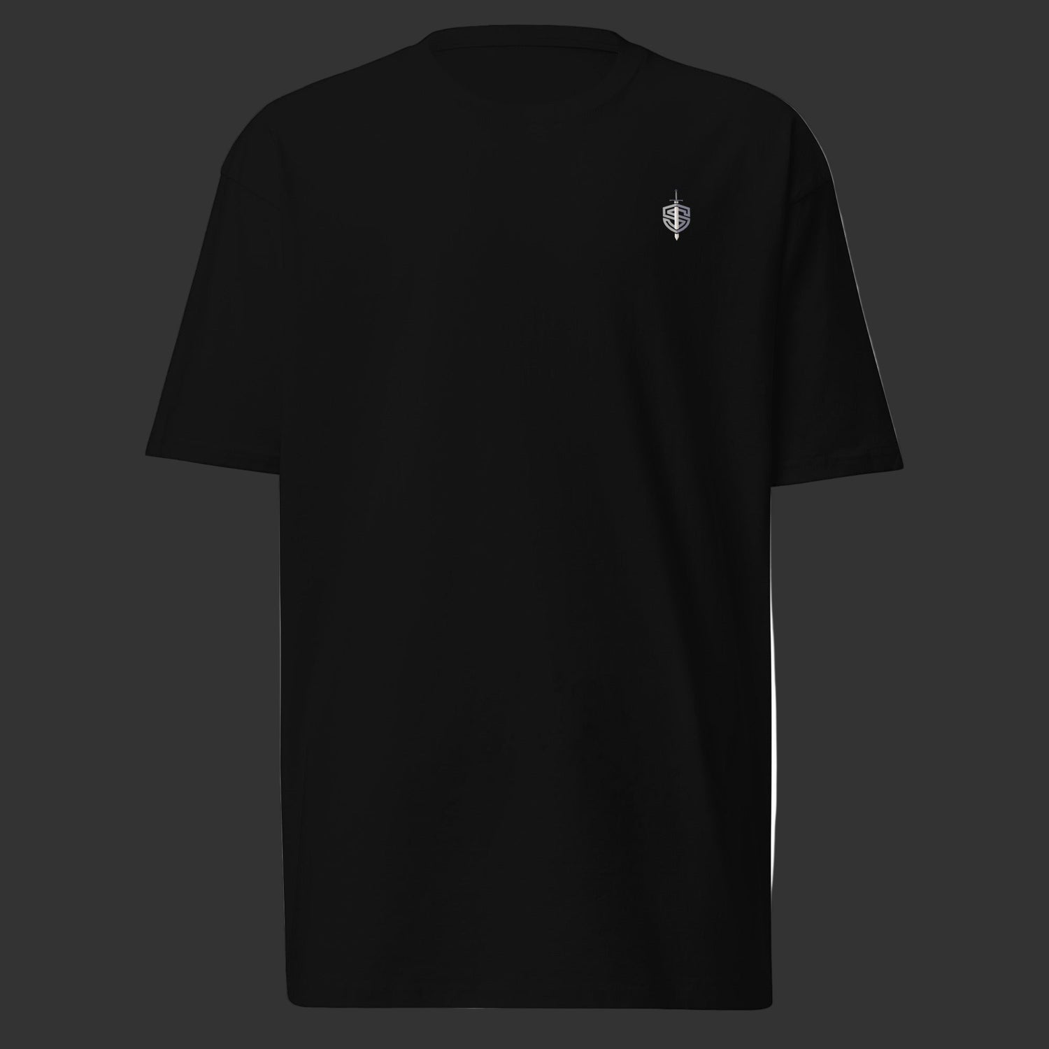 Front of black T-Shirt on a black background