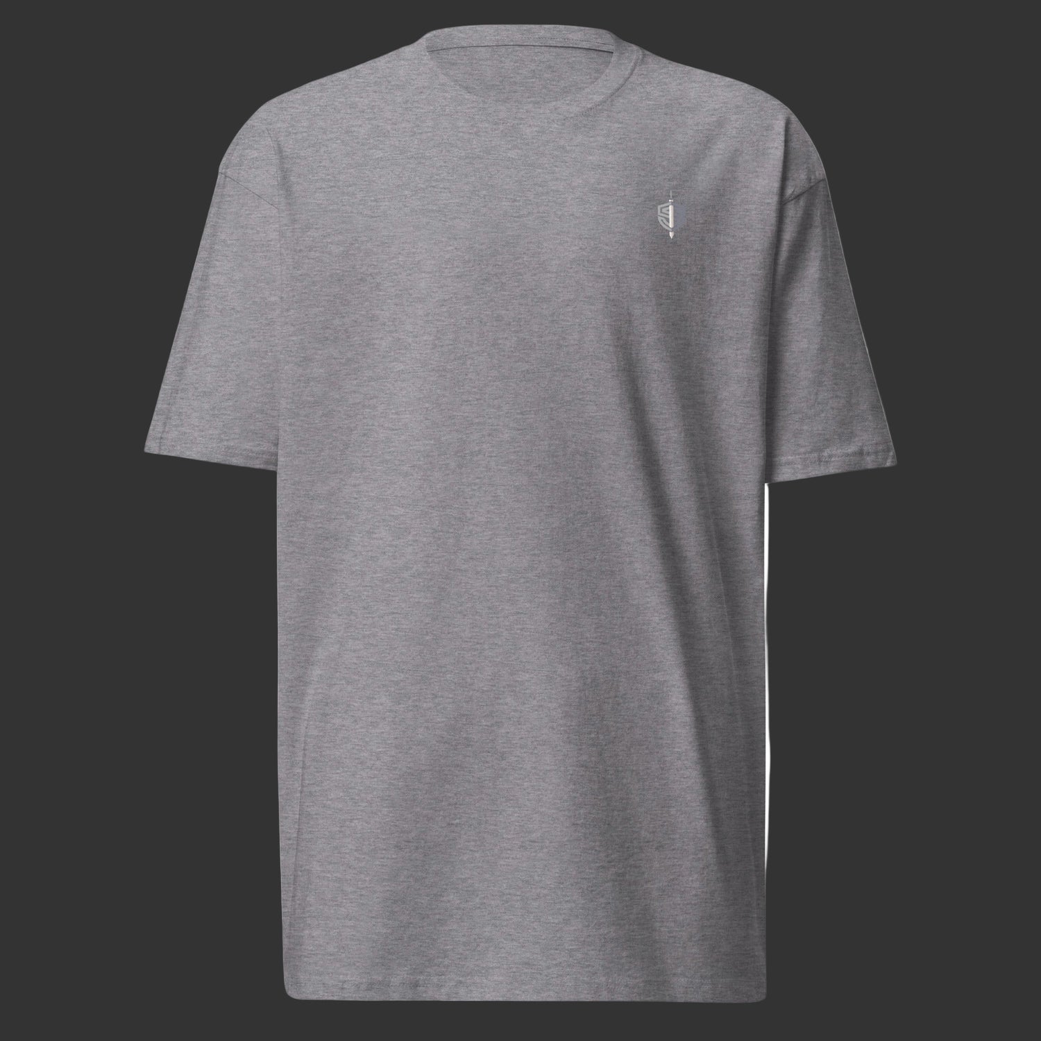 Front of Grey T-Shirt on a black background