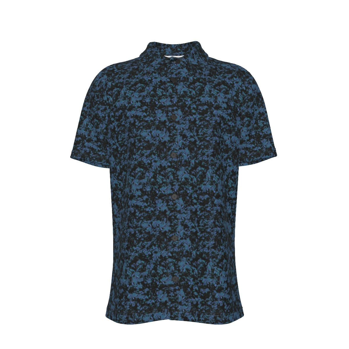 Men's Button Down Short Sleeve Shirt / Steel Leaf Design