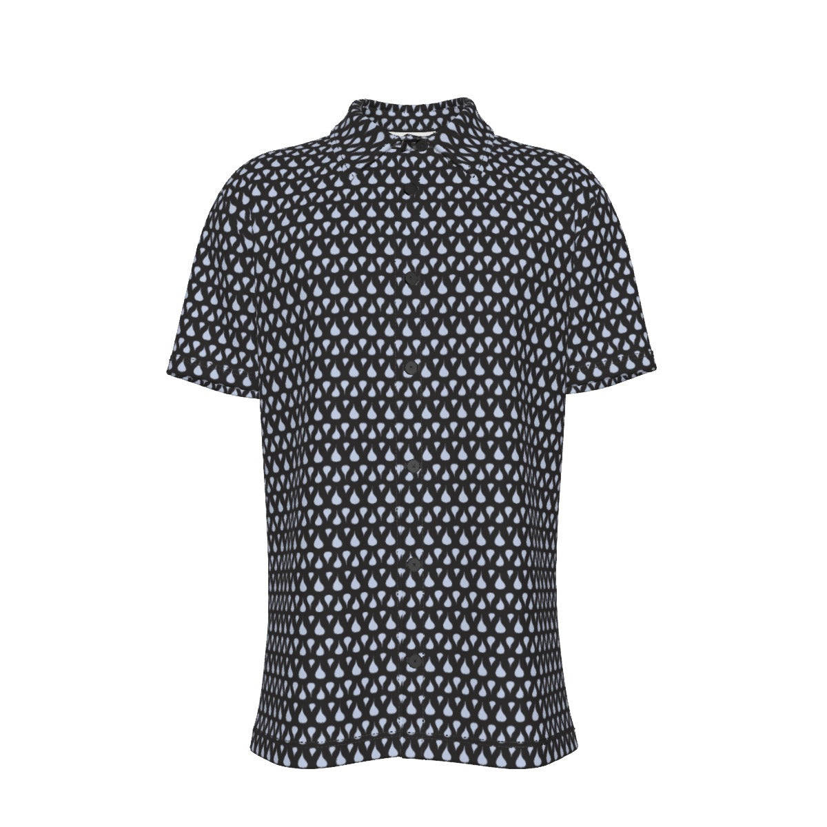 Men's Button Down Short Sleeve Shirt / Rain Drop on Black