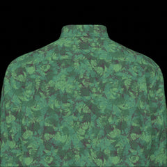 Top back of green camouflage shirt on a black background