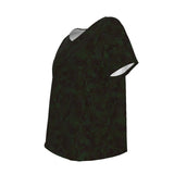 Women's V-Neck Short Sleeve T-shirt / Dark Green Fern Design