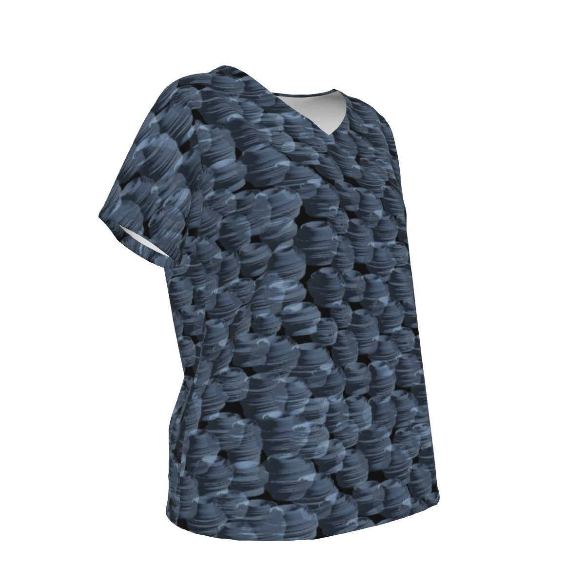 Loose fit V-neck Short Sleeve T-shirt / Pottery Art Design