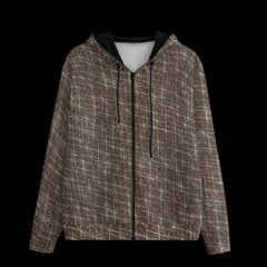 Front of hoodie with a geometric pattern on a black background