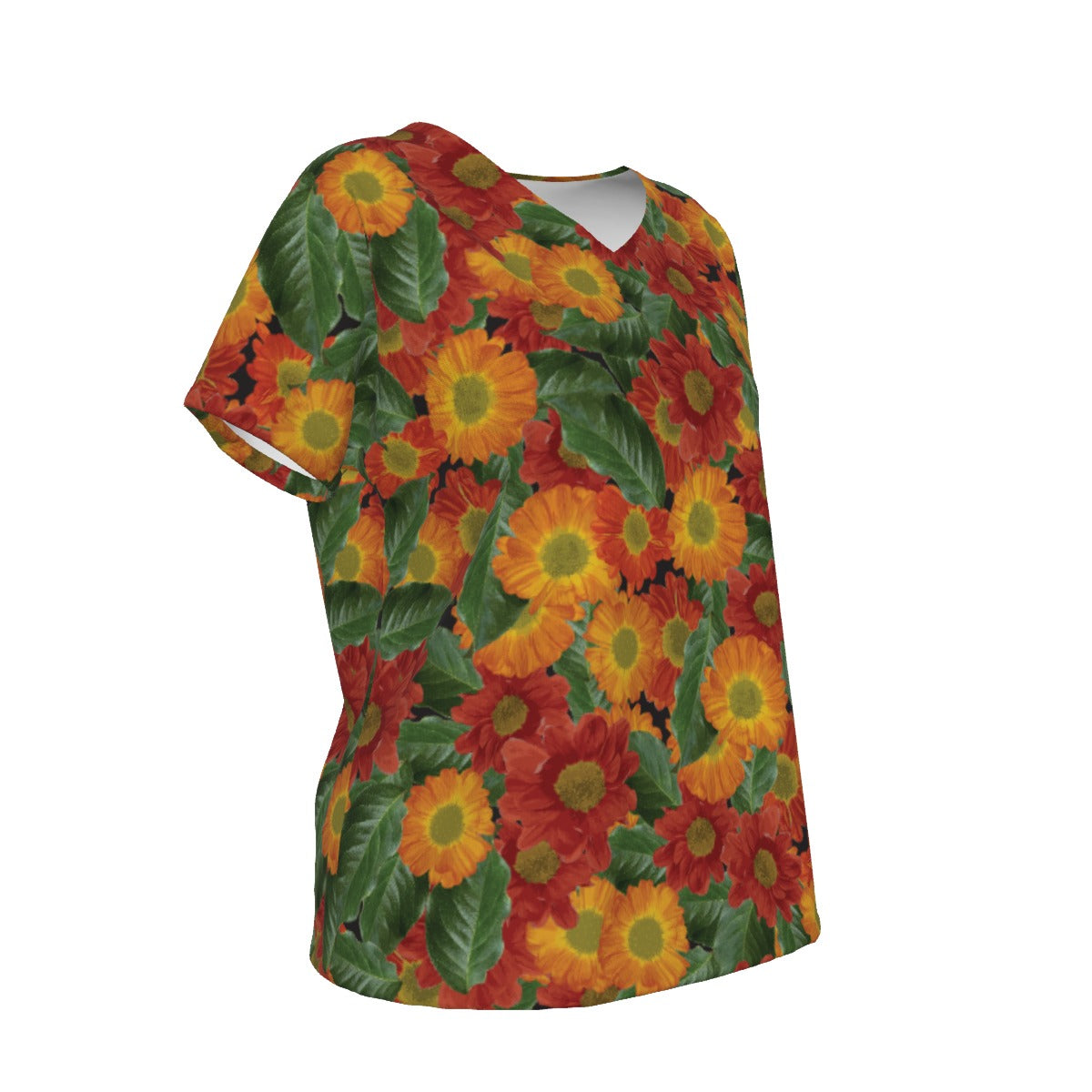 Women's V-Neck Short Sleeve T-shirt / Happiness Design
