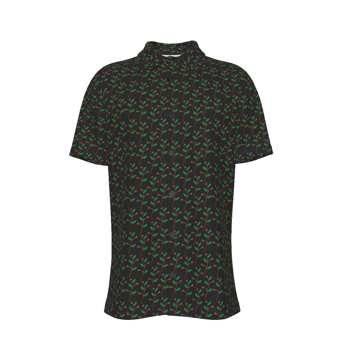 Men's Button Down Short Sleeve Shirt / Easy Floral Design