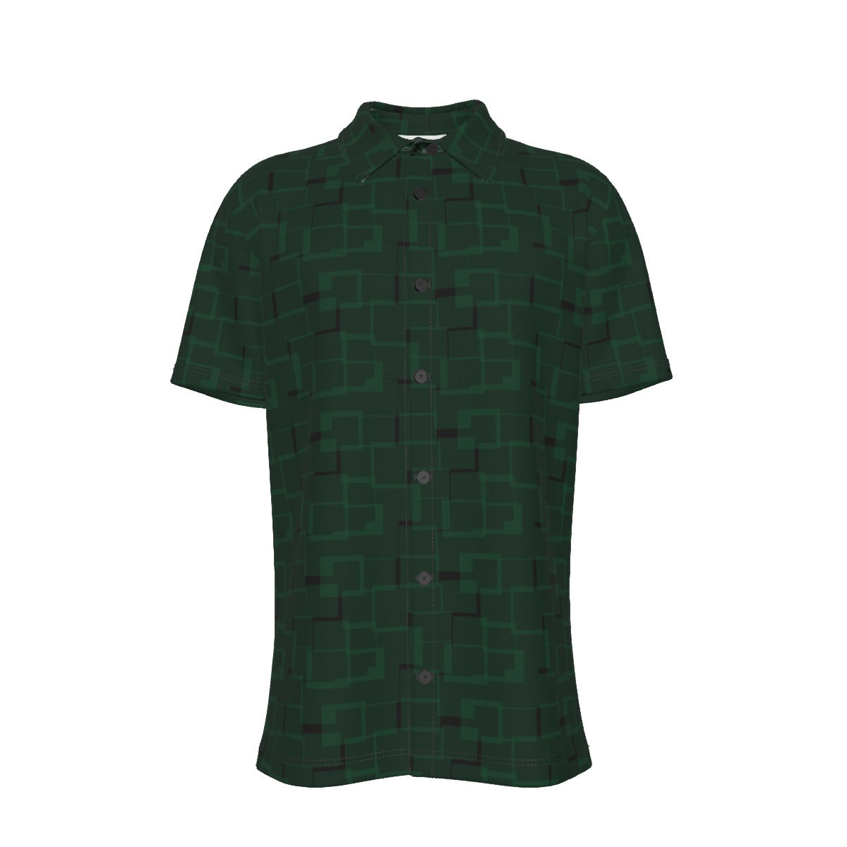 Men's Button Down Short Sleeve Shirt / Green Burr Medium Design