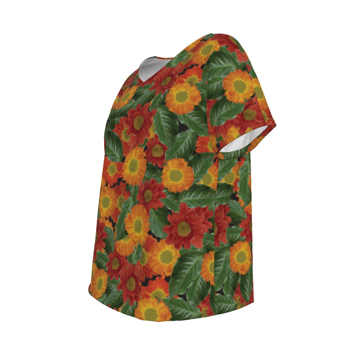 Women's V-Neck Short Sleeve T-shirt / Happiness Design