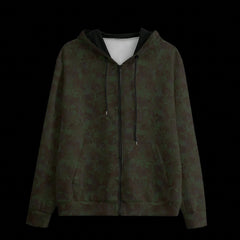 Front of a hoodie with a geometric pattern on a black background