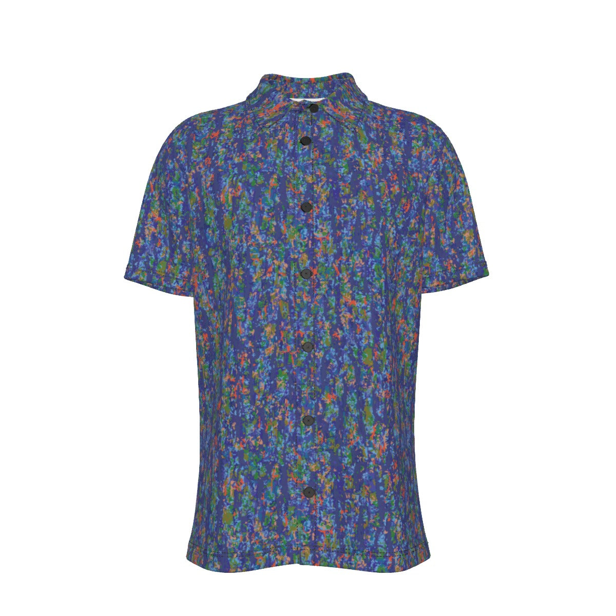 Men's Button Down Short Sleeve Shirt / Colorful Camo Design