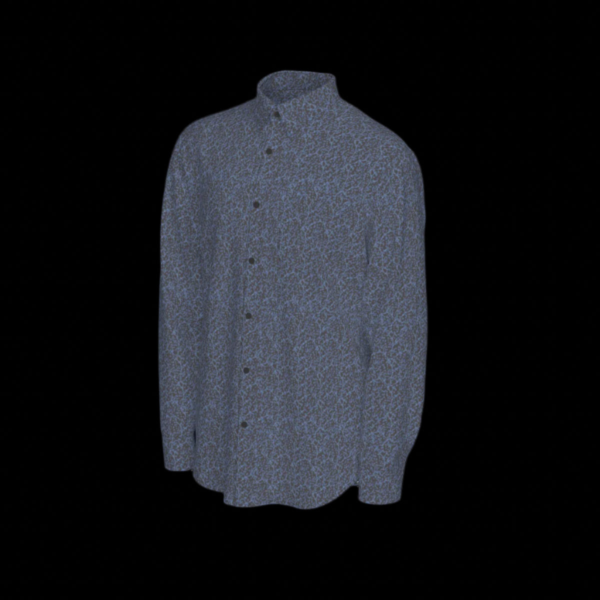 Left side of a green plaid long sleeve shirt on a black background