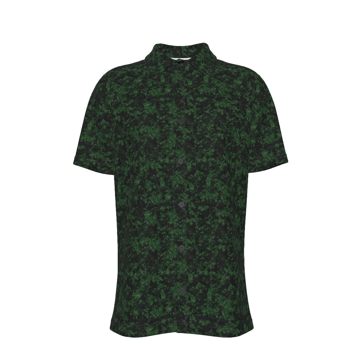 Men's Button Down Short Sleeve Shirt / Green Leaf Design