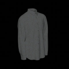 Right side of a gray long sleeve shirt on a black background