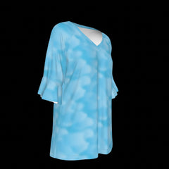 Right side of light blue blouse on a Black background
