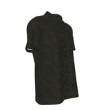 Men's Button Down Short Sleeve Shirt / Relaxed Dark Leaf Design