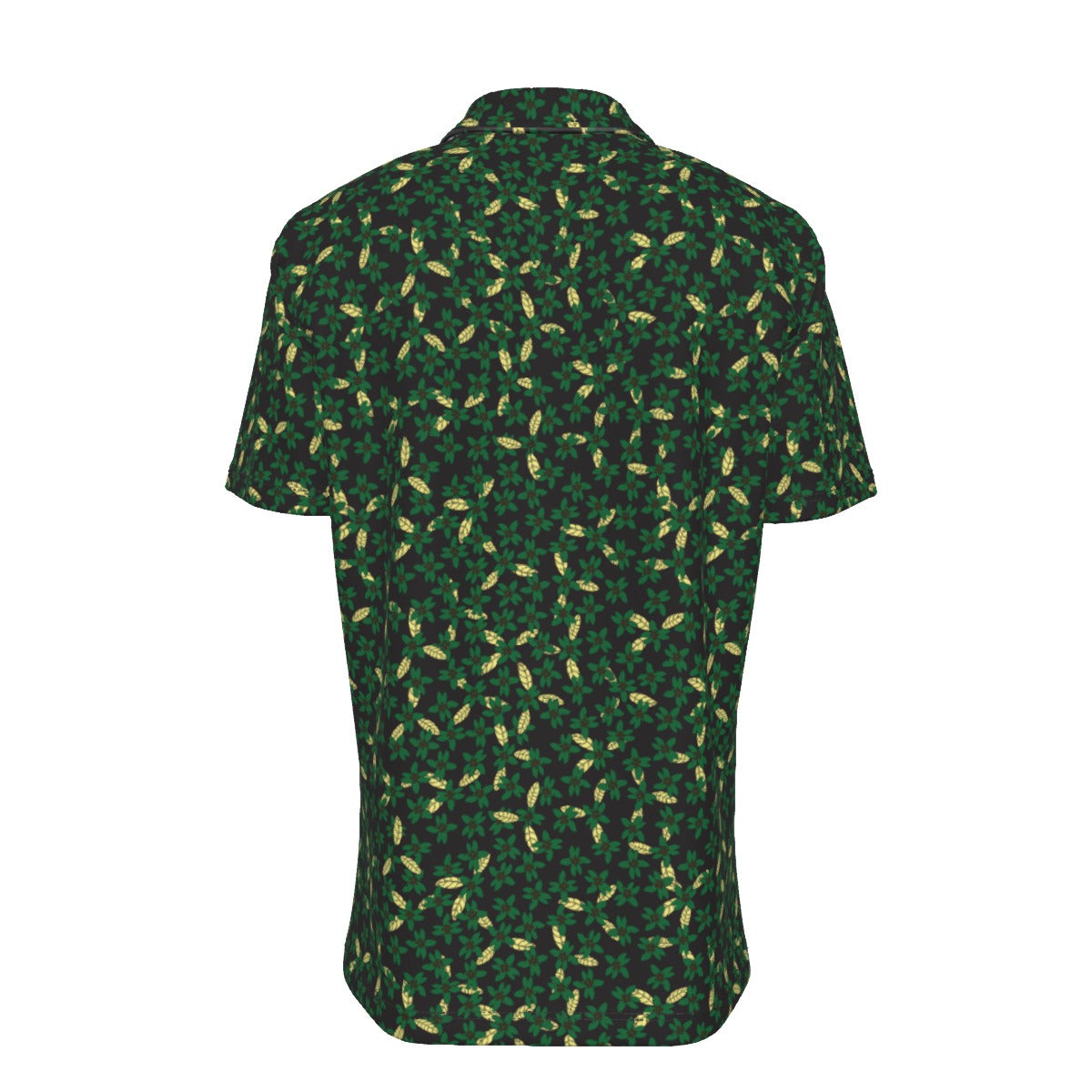 Men's Button Down Short Sleeve Shirt / Dark Flower Design