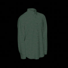Right side of a green long sleeve shirt on a black background