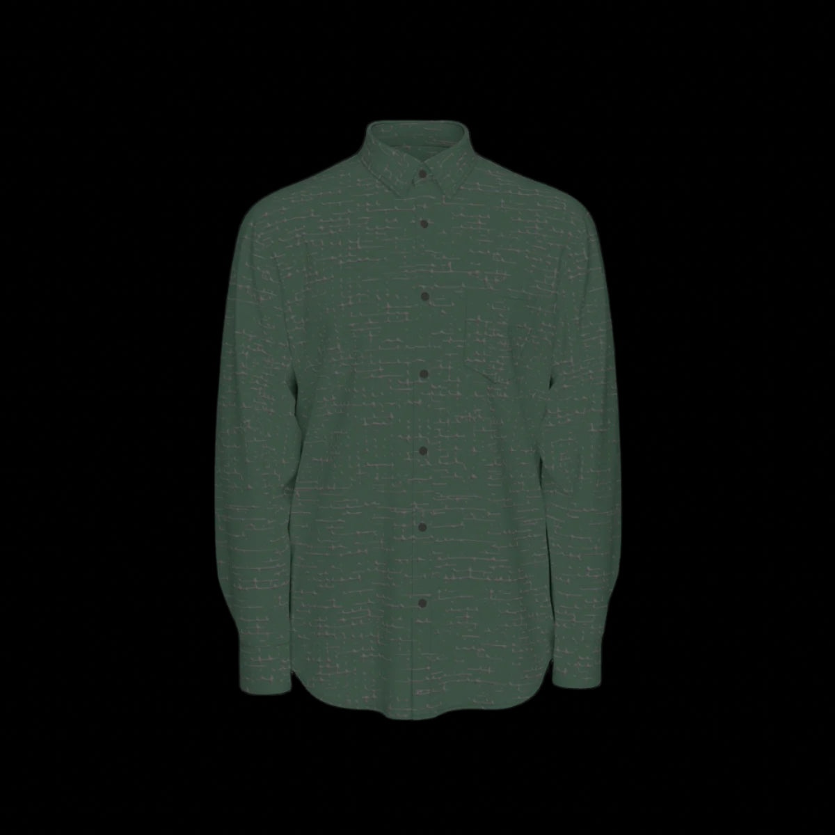 Front of a green long sleeve shirt on a black background
