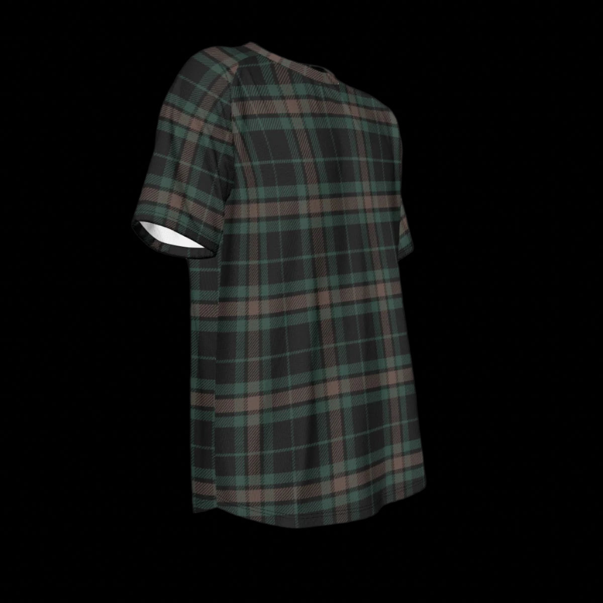 Right side of plaid shirt on a black background