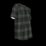 Right side of plaid shirt on a black background